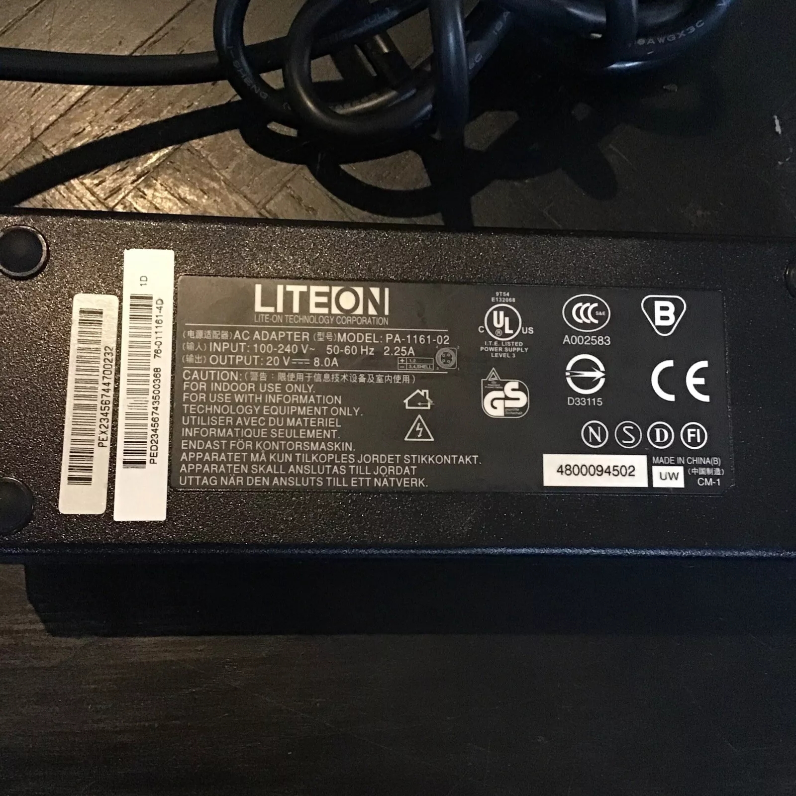 *Brand NEW*LiteOn 4-PIN 20V 8A 160W AC Adapter PA-1161-02 Power Supply *Brand NEW*LiteOn 4-PIN 20V 8A 160W AC Adapter PA-1161-02 Power Supply